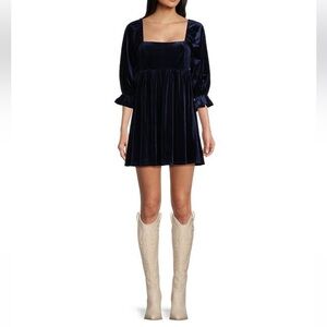 Allison + Kelly NWT navy velvet pullover tunic dress Size L